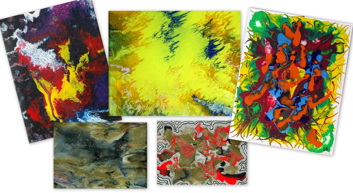 Abstract Acrylic Painting By Cb., 71 X 20, The World Is Moving Collection, Original Artwork