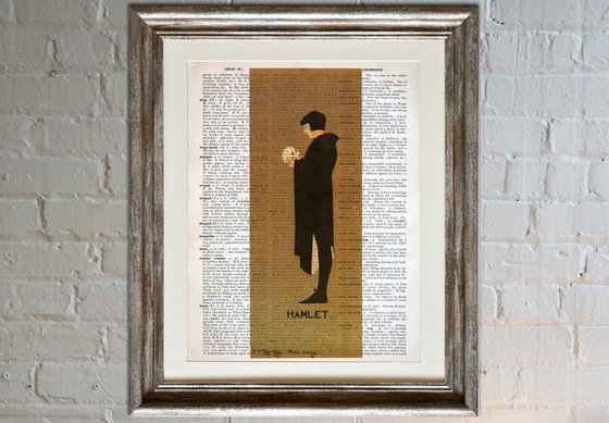 Hamlet - Collage Art Print on Large Real English Dictionary Vintage Book Page