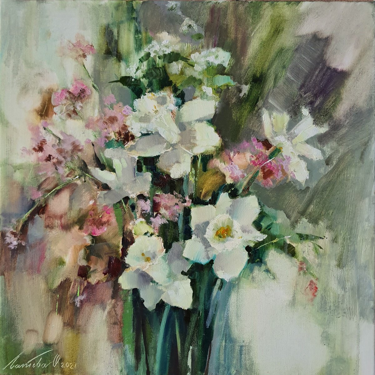 Narcissus. Spring Scent By Olha Laptieva, 50 X 50, Artwork For Sale On Artfinder