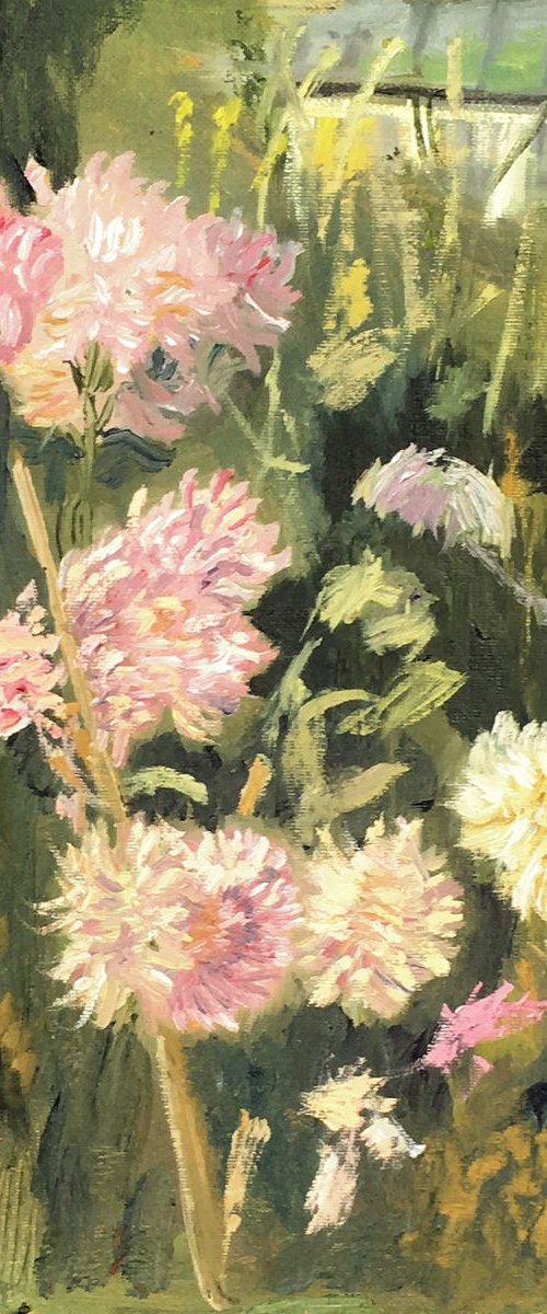 Summer Blooms in a kentish Garden - An original oil painting, unframed! by Julian Lovegrove Art