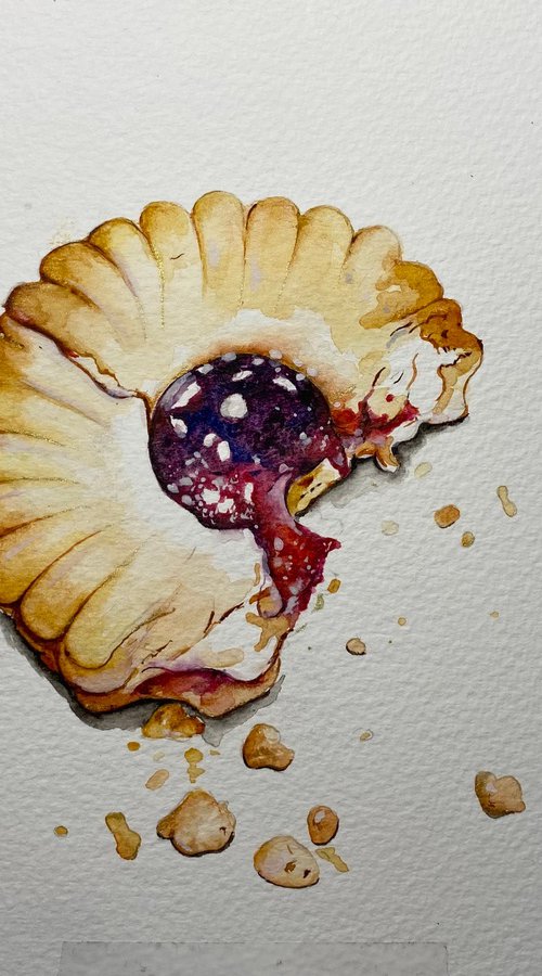 Oh crumbs… biscuit watercolour painting by Bethany Taylor