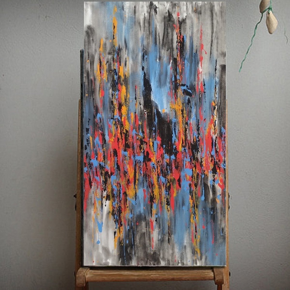 Abstract Acrylic Painting By Max Yaskin, 32 X 65", Mystic By M.y., Original Artwork