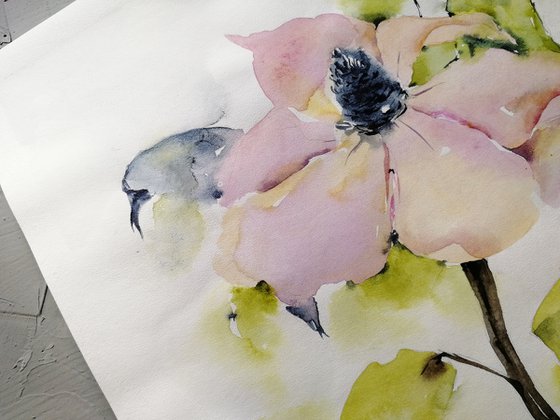 Magnolia painting. Blossoms painting