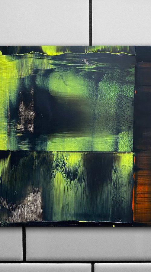 Fab AF - Original PMS Abstract Acrylic Painting On Reclaimed Wood Panel - 14" x 14.5" by Preston M. Smith (PMS)