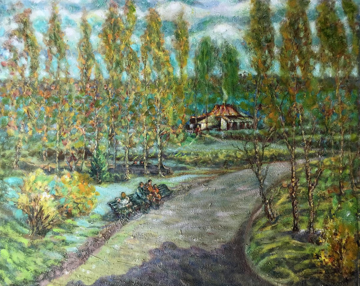 Impressionistic Landscape Oil Painting By Ivan Shapoval, 51 X 41, On The Outskirts Of The City, Original Artwork