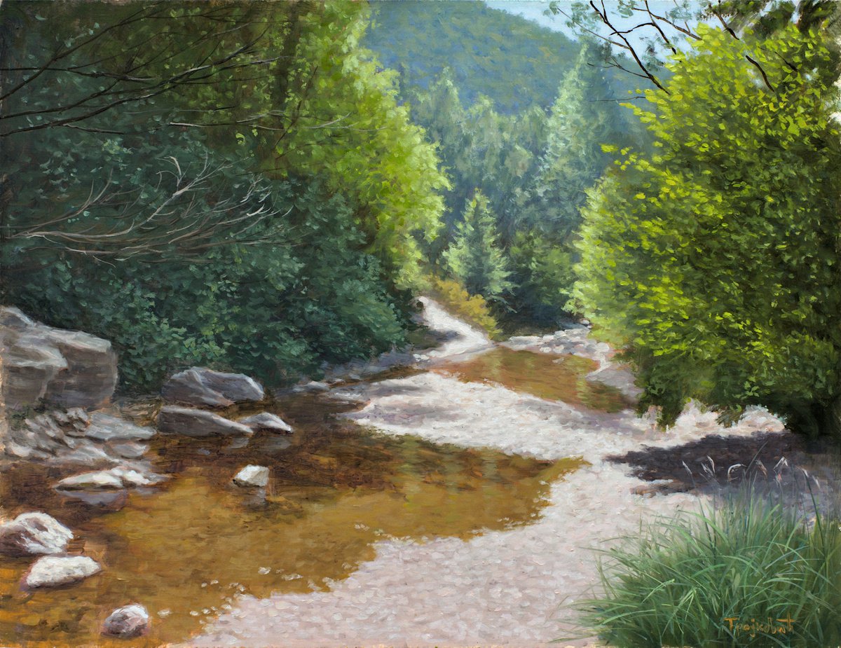 Photorealistic Landscape Oil Painting By Dejan Trajkovic, 22 X 18, Midsummer, Original Artwork