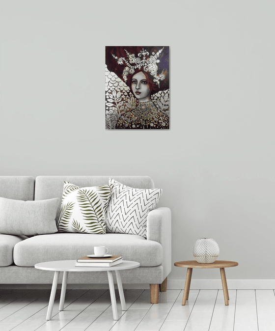 Mystic Diva 50 x 65 cm a tribute to Klimt