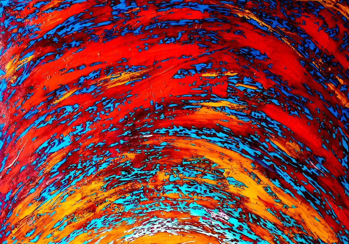 Abstract Oil Painting By Serhiy Roy, 23 X 17", Vision System #1, Original Artwork