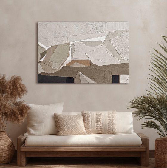 "Bella 5" Textured geometric brown art