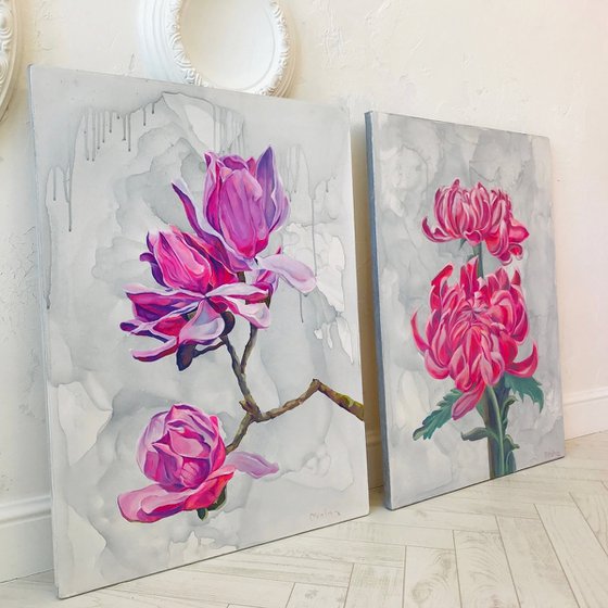 Diptych Pink Flowers