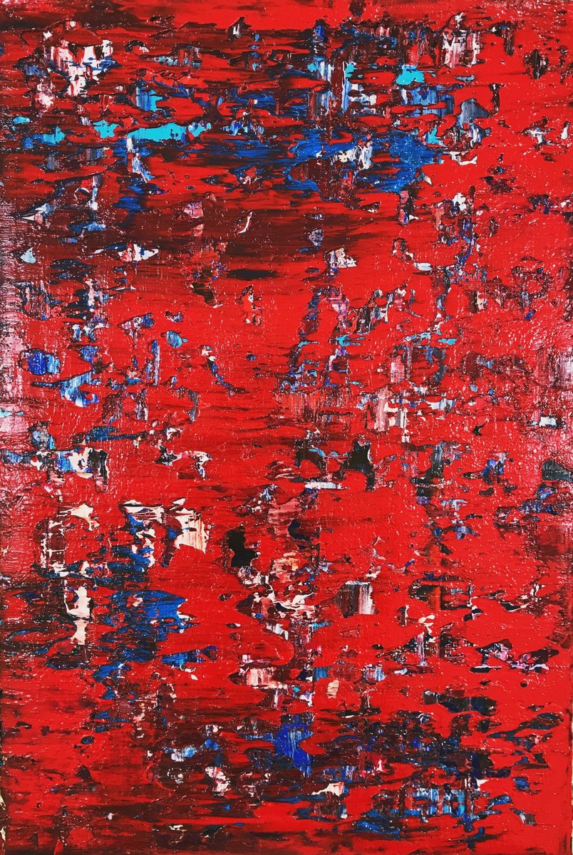 Abstract Oil Painting By Svitlana Andriichenko, 16 X 24", Red Zone. A32, Original Artwork