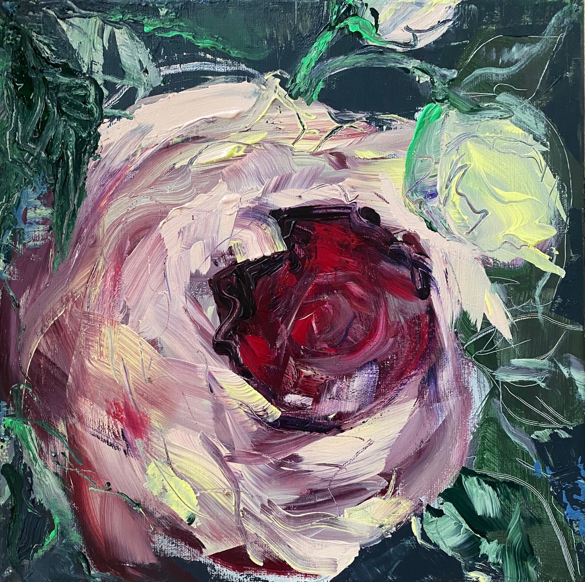 Rosy alone original painting on canvas by Oksana Petrova
