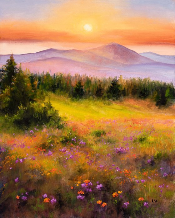 Blooming meadow in the mountains