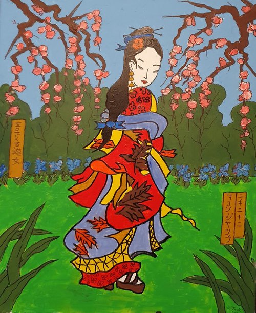 courtesan with cherry blossom by Colin Ross Jack