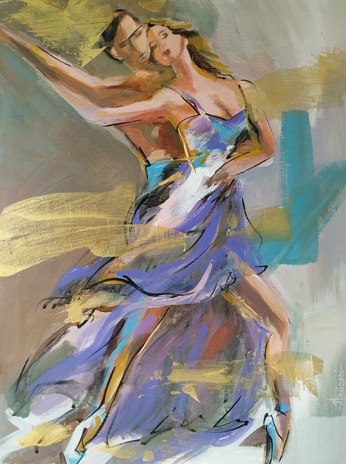 Romeo and Juliet -Series Ballerina- woman Painting on MDF by Antigoni Tziora