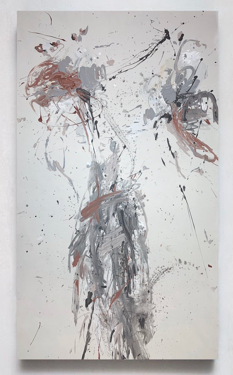 Abstract Botanical Acrylic Painting By Rosi Roys, 47 X 79", Color 62, Original Artwork