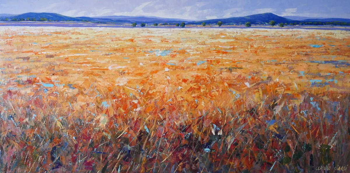 Impressionistic Landscape Acrylic Painting By Claudio Ciardi, 47 X 24, Landscape, Original Artwork