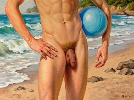 SUMMER REVERIE (NUDE MAN ON THE BEACH)