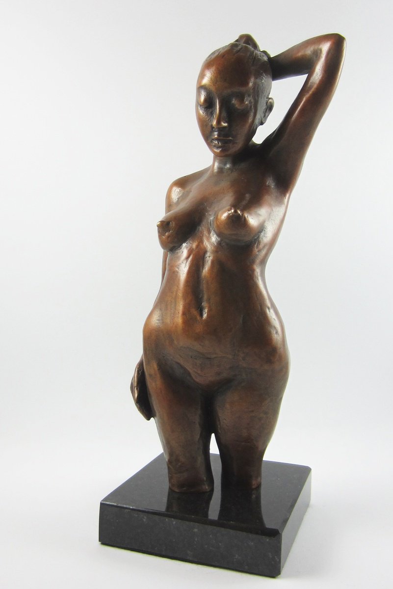 Portrait Bronze Sculpture By Joyce Fournier, 5 X 10", Contemplation - No. 1 Of 10, Original Artwork