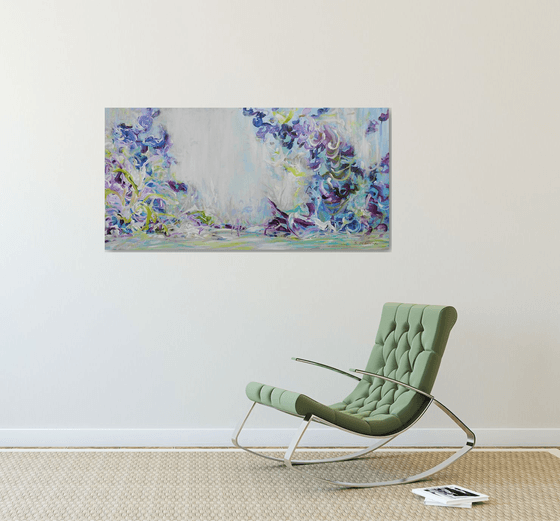 Abstract Floral Landscape. Floral Garden. Abstract Tropical Forest Original Painting on Canvas. Impressionism. Modern Art