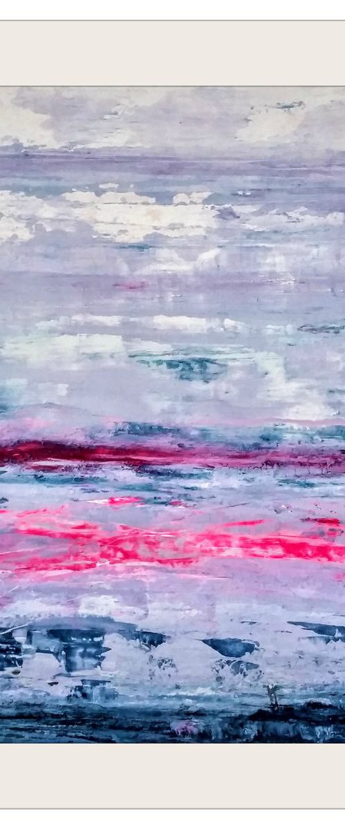 Abstract Pink Horizon (Seascape Series) by Jane Efroni