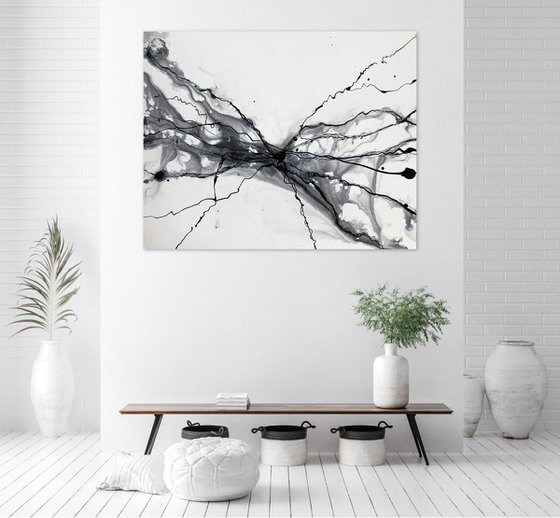 Black and White Magnetism Abstract Large Contemporary Art