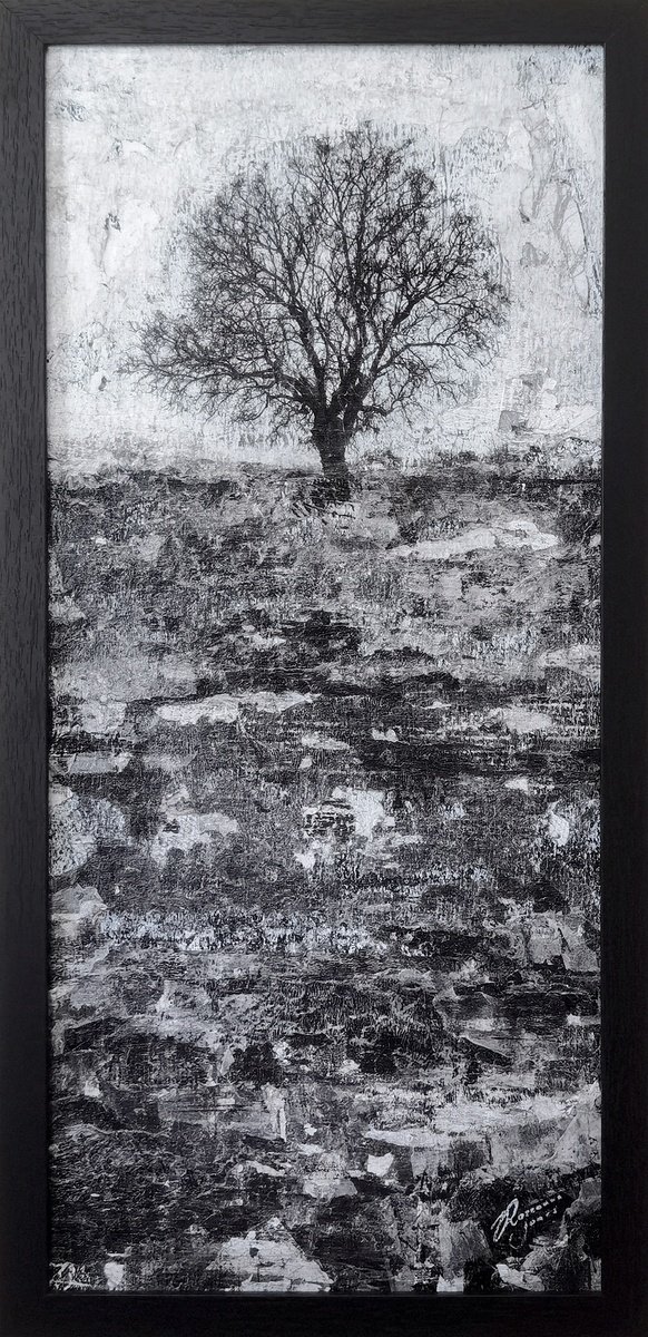 Abstract Landscape Collage By Roseanne Jones, 9 X 19", Frazzled, Original Artwork