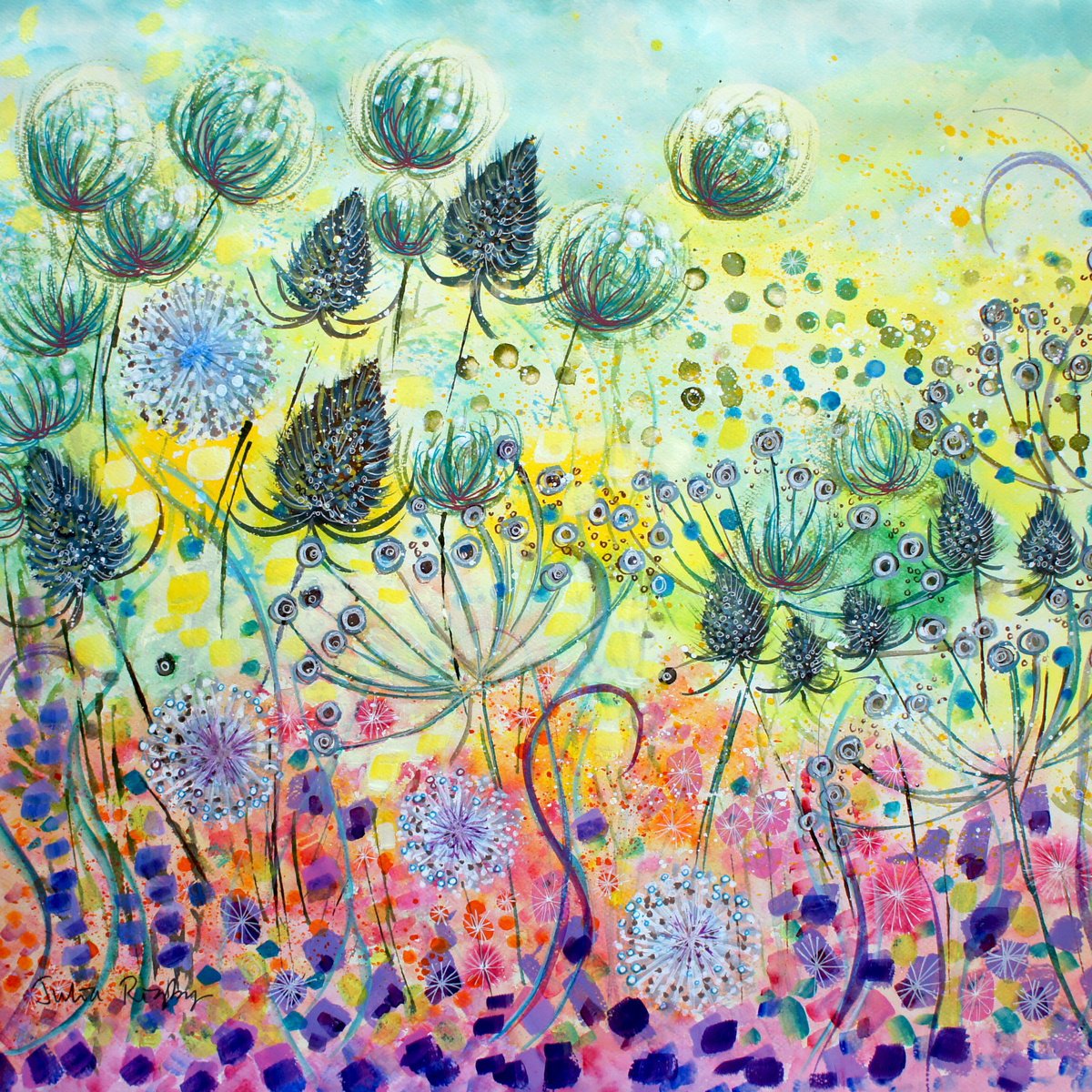 Summer Meadow By Julia Rigby, 21 X 21, Artwork For Sale On Artfinder