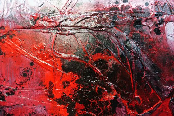 Lavish 160cm x 100cm Red Grey Textured Abstract Art