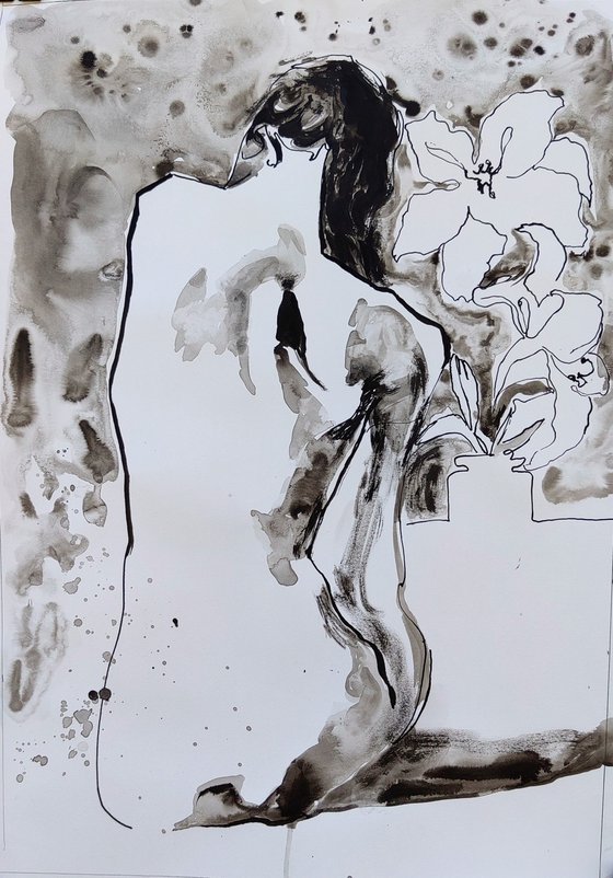 Nude With Lilies