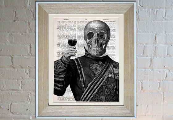 Cheers - Collage Art Print on Large Real English Dictionary Vintage Book Page