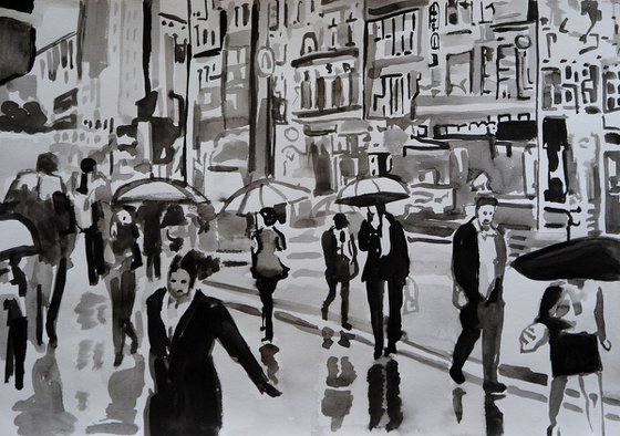 Rainy town V / 42 x 29.7 cm