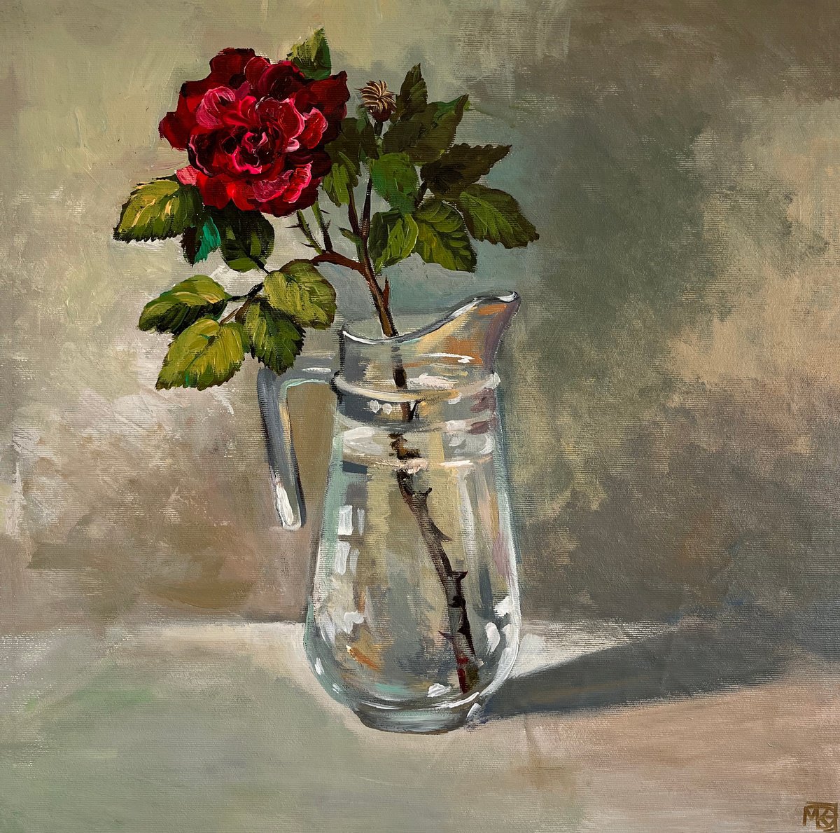 Still Life With Rose. By Maria Kireev, 20 X 20, Artwork For Sale On Artfinder