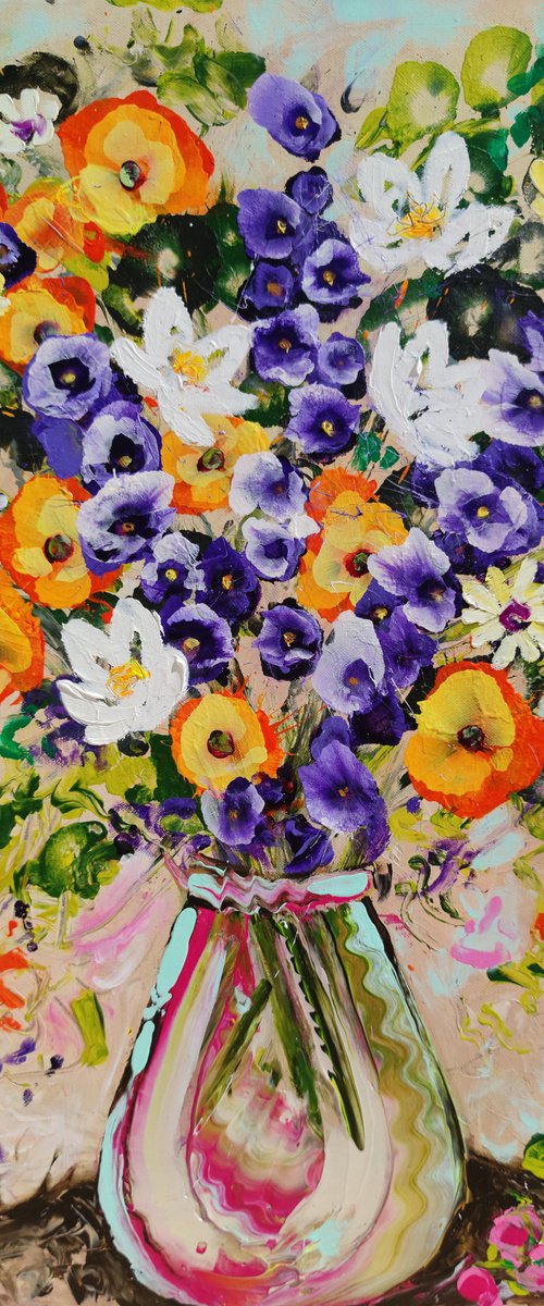 Lilies and Larkspur by Angie Wright