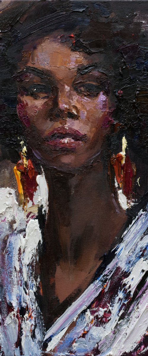 African woman portrait Original oil painting by Anastasiia Valiulina
