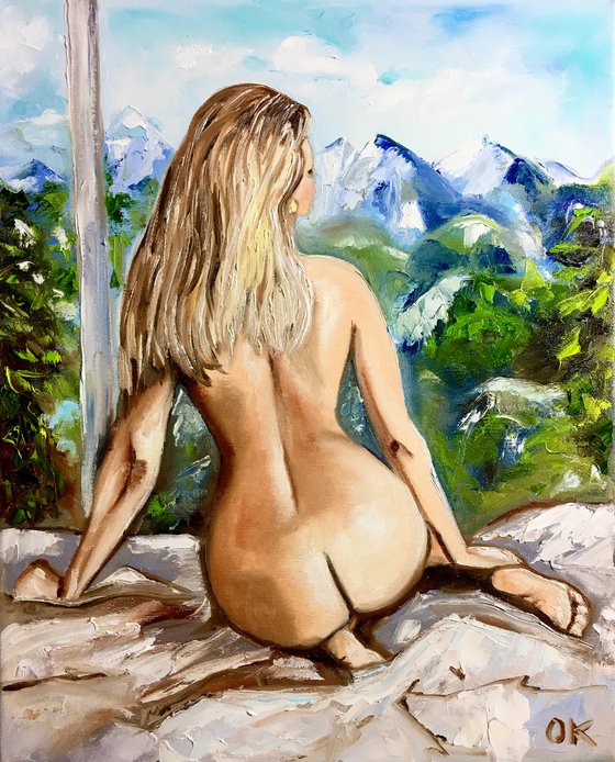 Wild nature. Nude, mountains, view from my window.