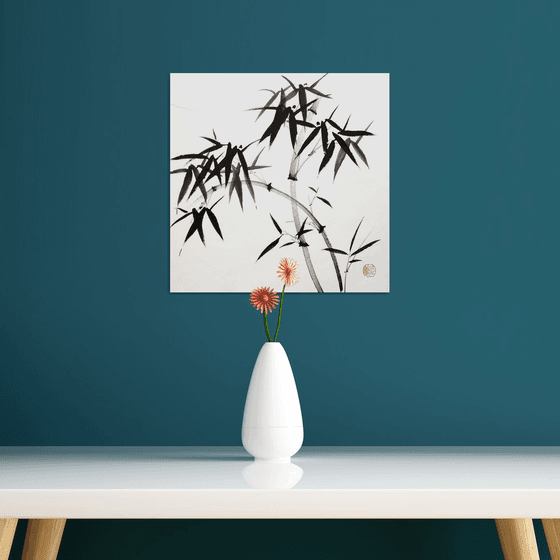 Two intersecting bamboo trunks