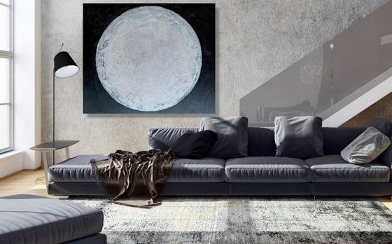 Dancing In The Moonlight - XL LARGE,  TEXTURED ABSTRACT ART, BLACK & WHITE ART, MODERN ABSTRACT ART – EXPRESSIONS OF ENERGY AND LIGHT. READY TO HANG!