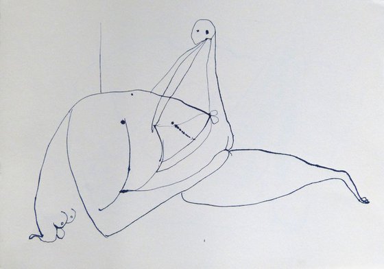 Surrealist Lovers 3, ink on paper 42x30 cm