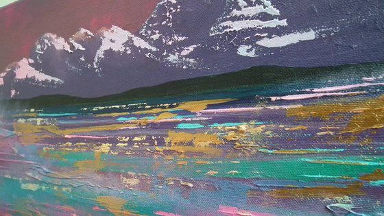 Purple Haze - abstract landscape with gold