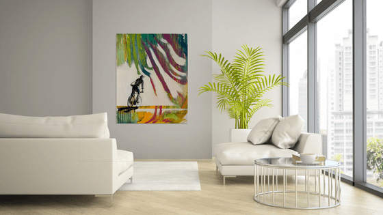 Big Bright painting - "Summer cyclist" - Pop Art - Street Art - Street - City - Bike - Sport