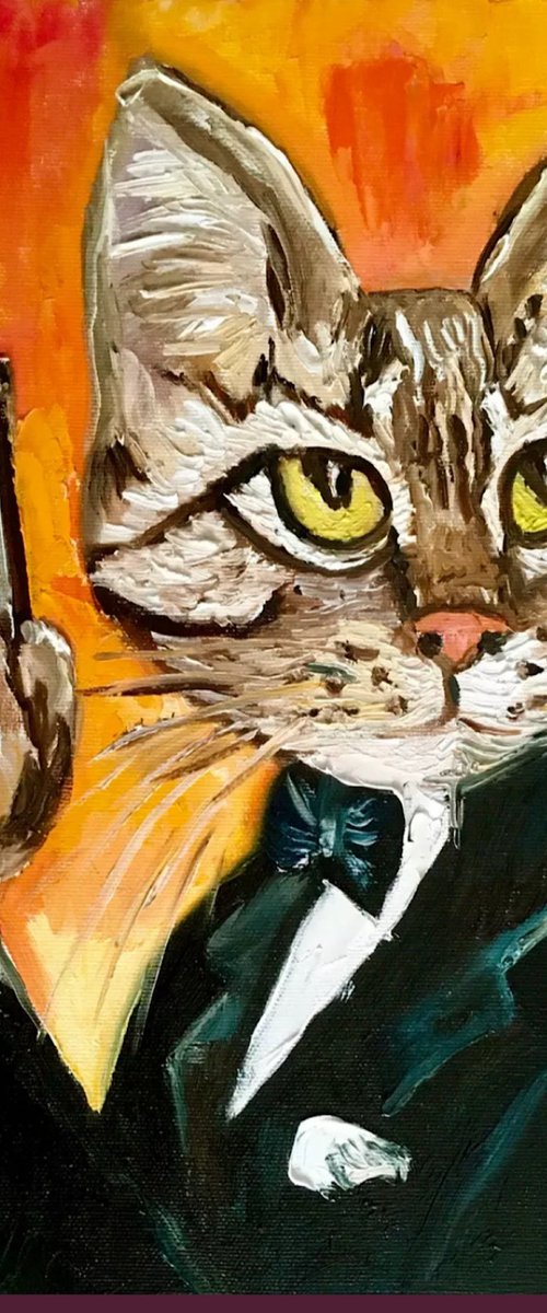 Troy The  Cat, fisherman by Olga Koval