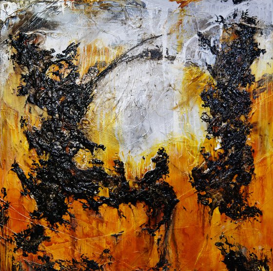 Sienna Dreaming 170cm x 170cm Black Sienna Textured Abstract Art