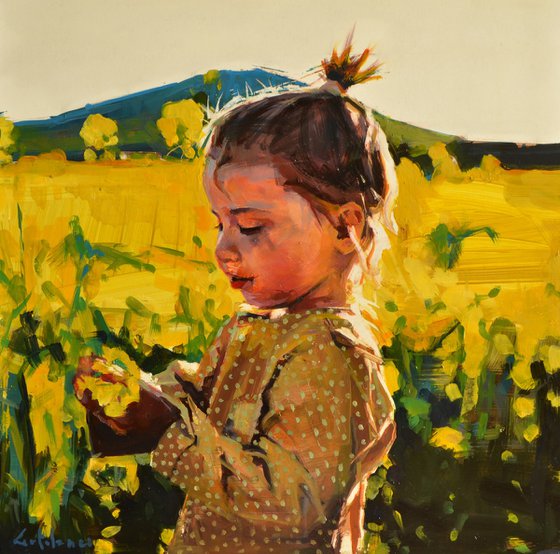 The girl with yellow roses