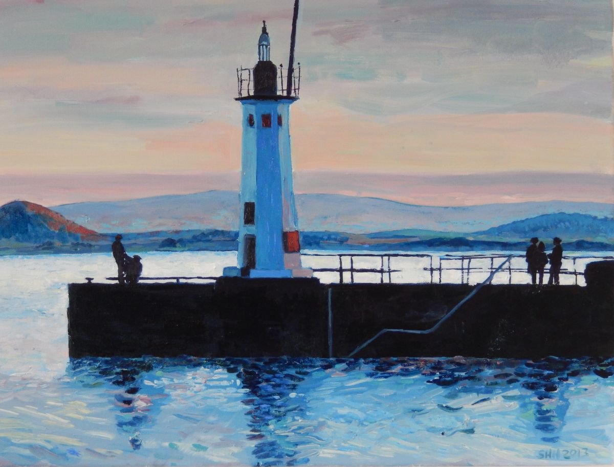 Impressionistic Landscape Painting By Stephen Howard Harrison, 29 X 22", Anstruther Lighthouse, Original Artwork
