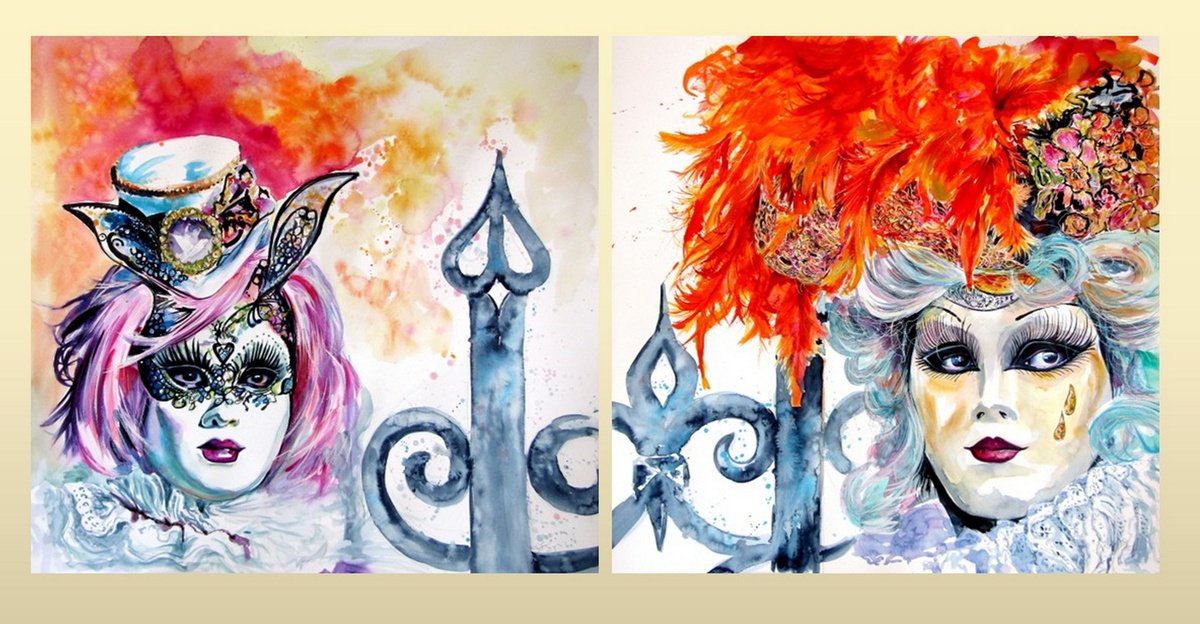 Impressionistic Painting , Carnival Of Venice Collection By Kovacs Anna Brigitta, 59 X 30, Artwork For Sale On Artfinder