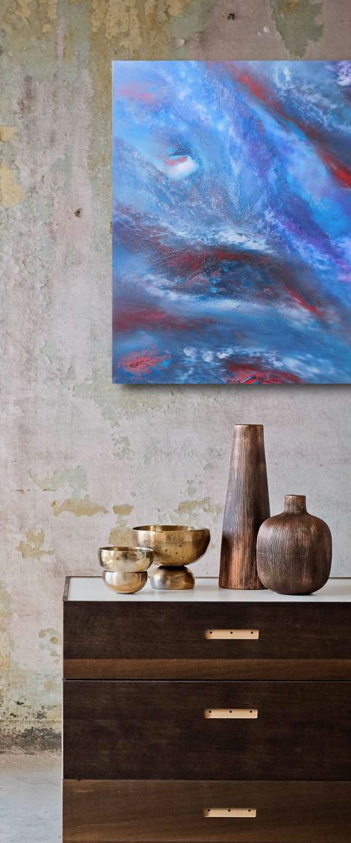 Nebula - 50x50 cm,  Original abstract painting, oil on canvas by Davide De Palma