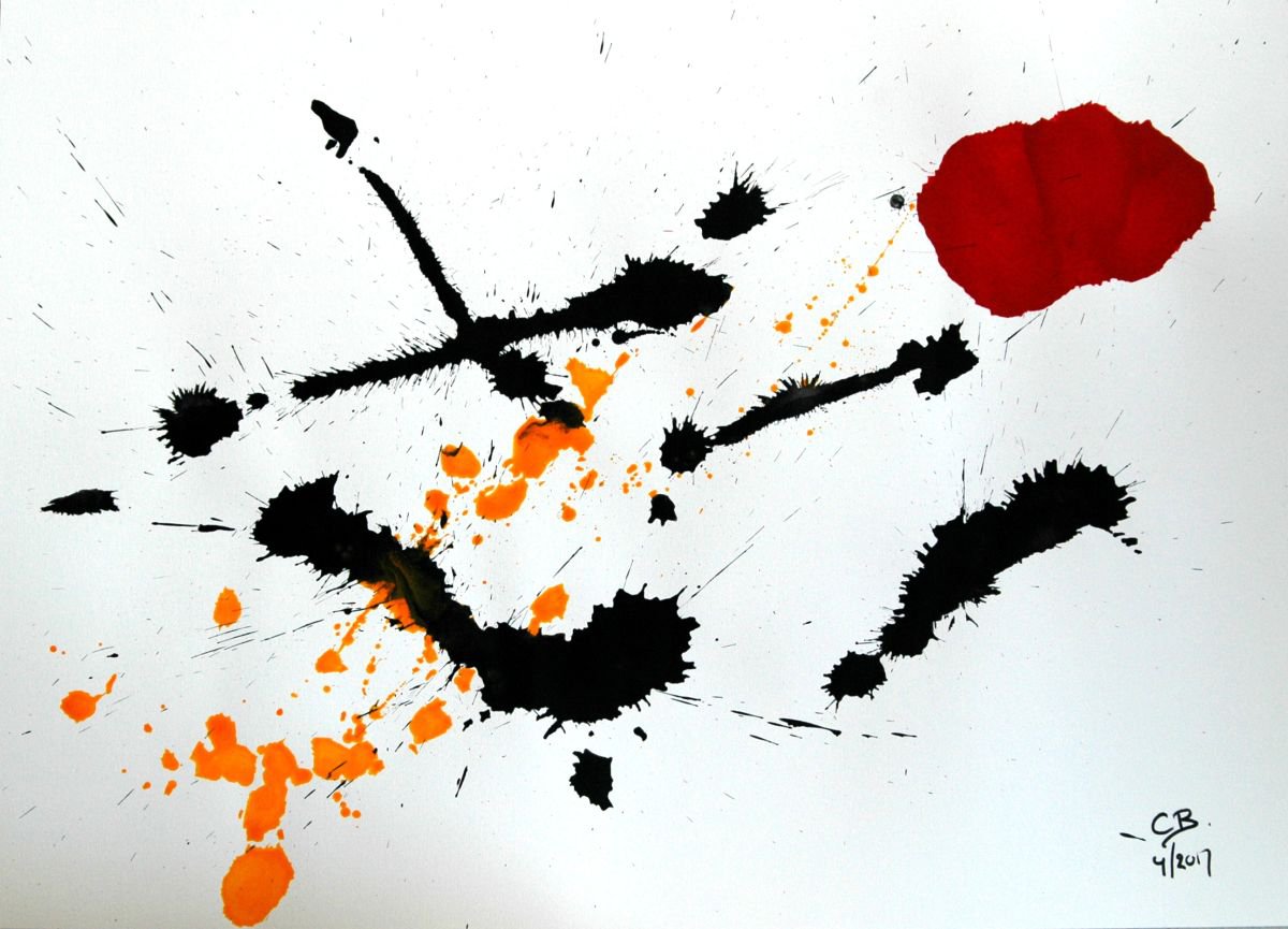 Abstract Acrylic Painting By Cb., 28 X 20, Abstract On Paper. 18, Original Artwork