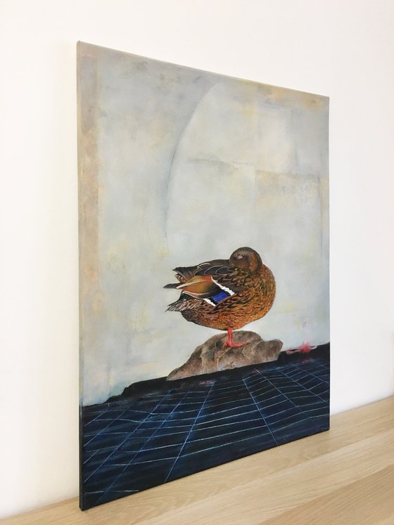 Let the whole world 60X80 cm - wait figurative, original animal painting, animal design oil painting acrylic painting brown minimalism (2019)