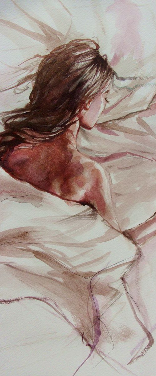 " MORNING LIGHT ... " gold particles  40x30cm original WATERCOLOURS painting  GIFT MODERN URBAN ART OFFICE ART DECOR HOME DECOR GIFT IDEA by Monika Luniak